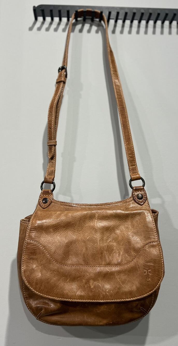 Vintage Frye Melissa Tan Leather Crossbody Saddle Bag Women's Handbag